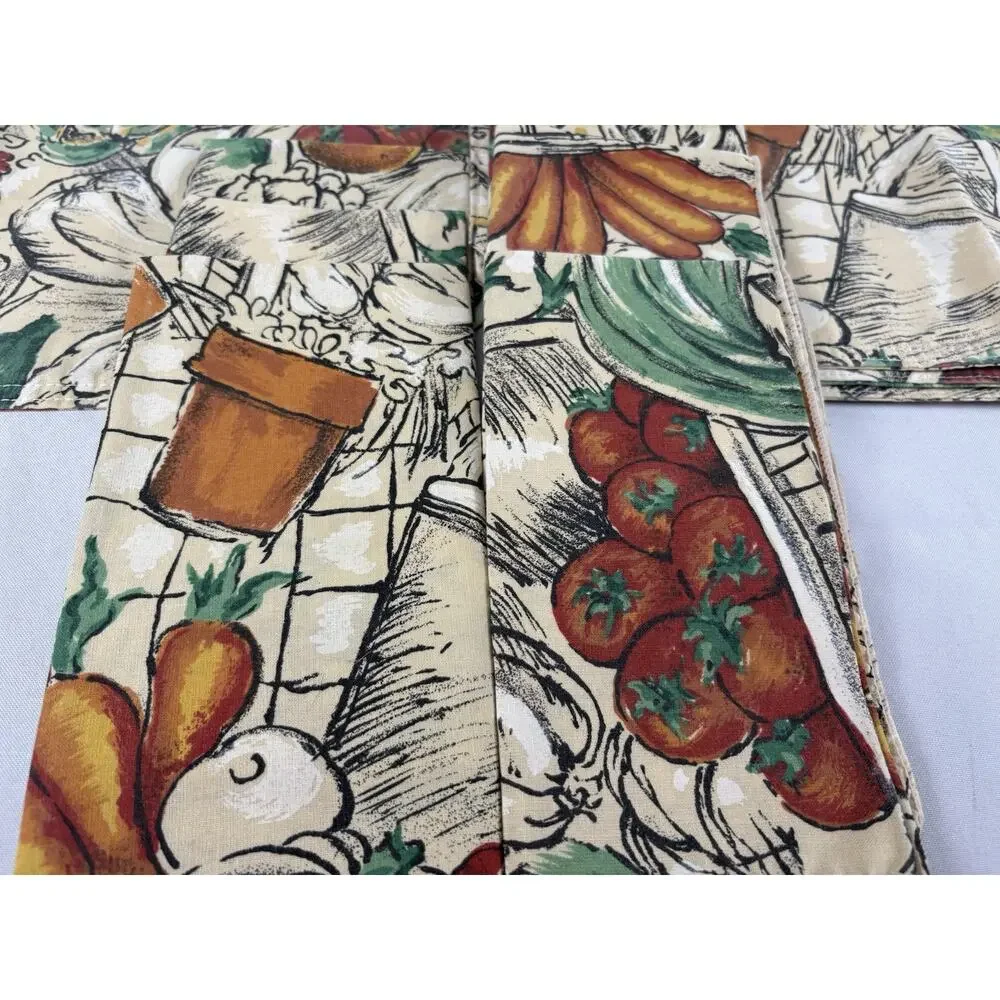 6 Vintage Garden Theme Cotton Placemats With Matching Napkins